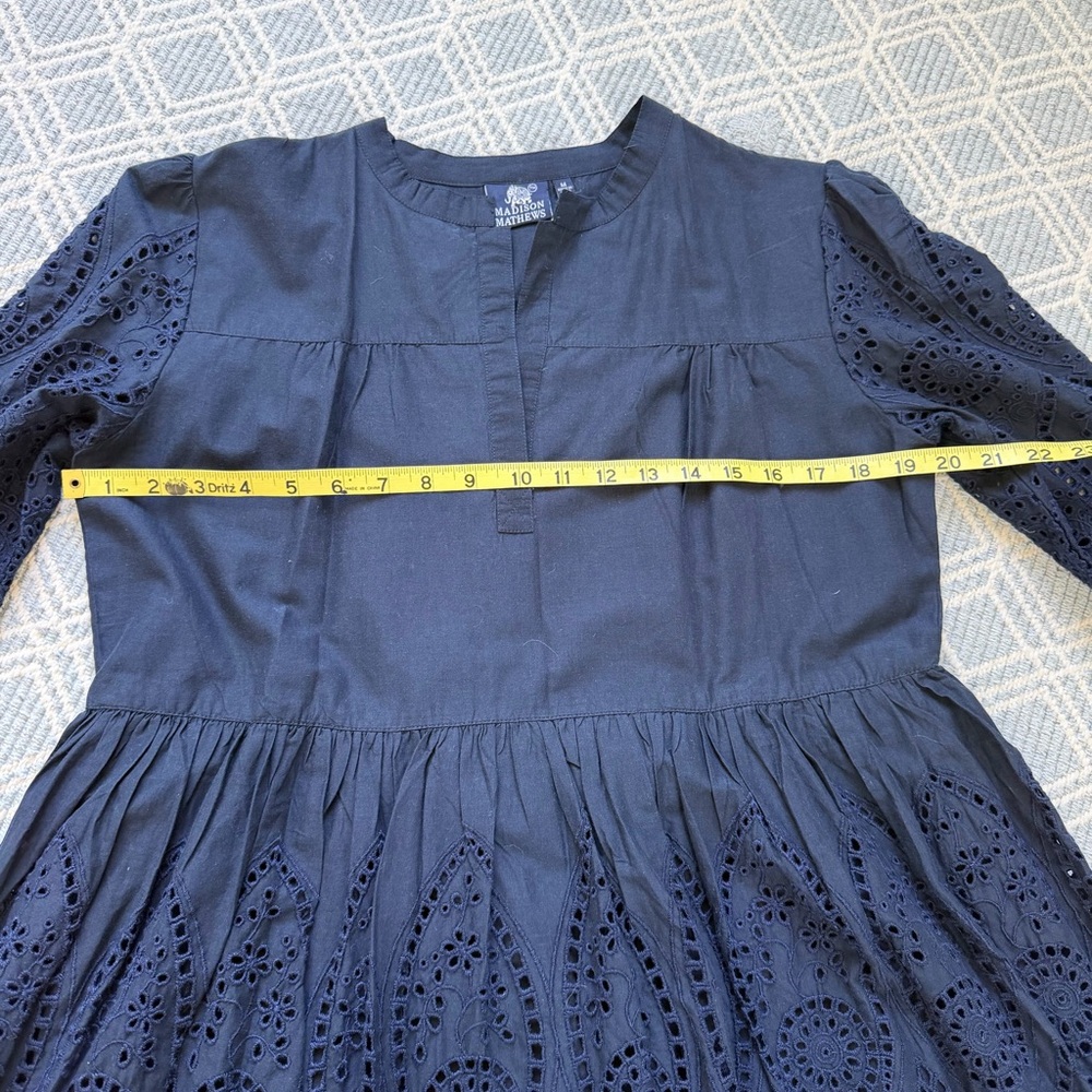 NWT Madison Mathews Folly Navy Eyelet Mini Dress, Size Medium - Picture 6 of 7